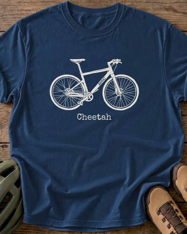 Step 2: your bike as line art on the tee, free preview